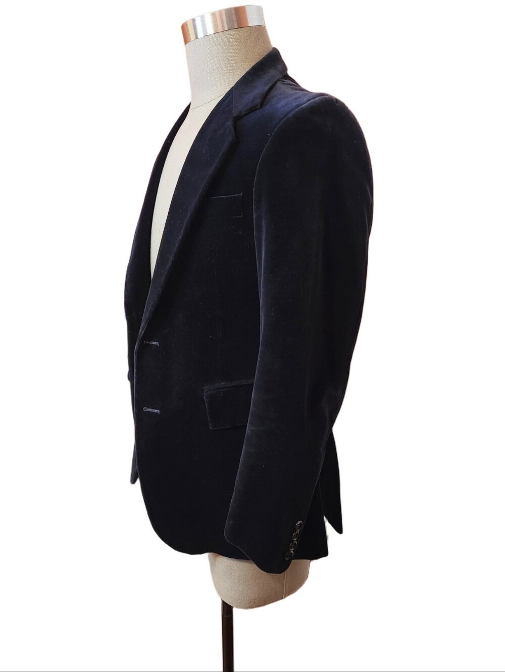 Jupiter Navy Velvet Blazer Jacket Men's Small 2-Button Slim Fit - Picture 3 of 10
